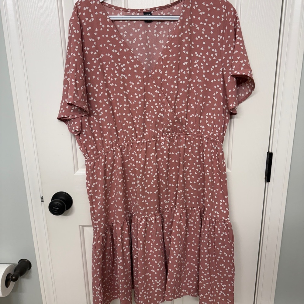 SHEIN Pink Tiered Midi Sundress with Dolman Sleeves